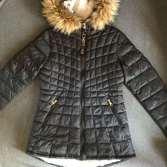 Bebe Sport - Hooded Anorak Parka Puffer Jacket w/Removable Faux Fur Trim - Picture 11 of 16